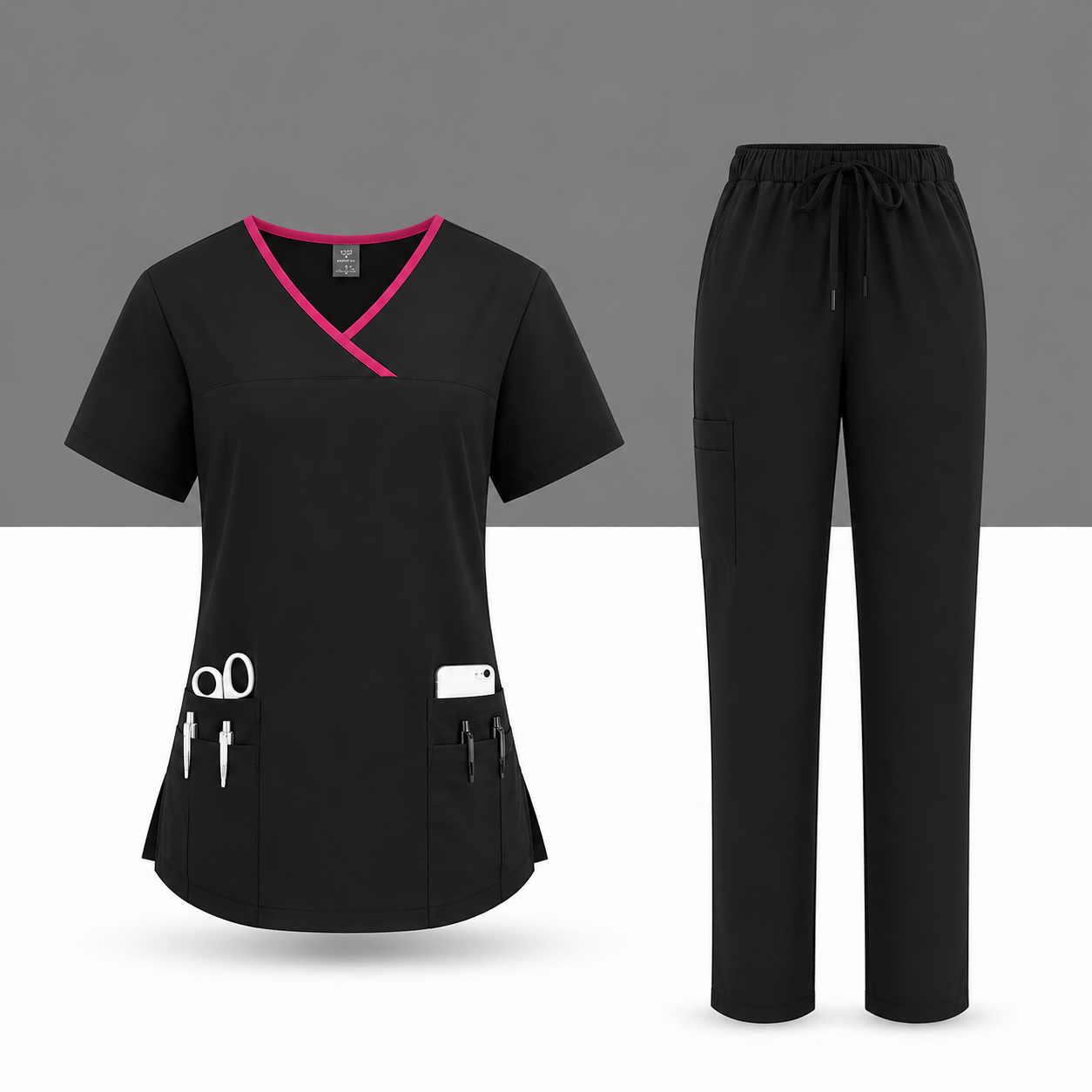🩺 Ensemble Médical Femme – Tunique Col V & Pantalon Confort