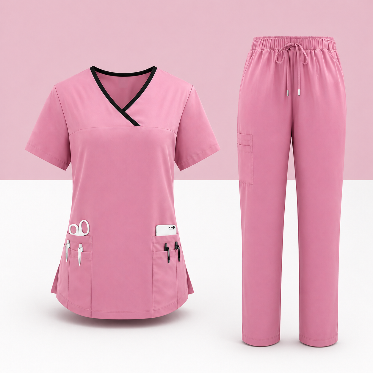 🩺 Ensemble Médical Femme – Tunique Col V & Pantalon Confort