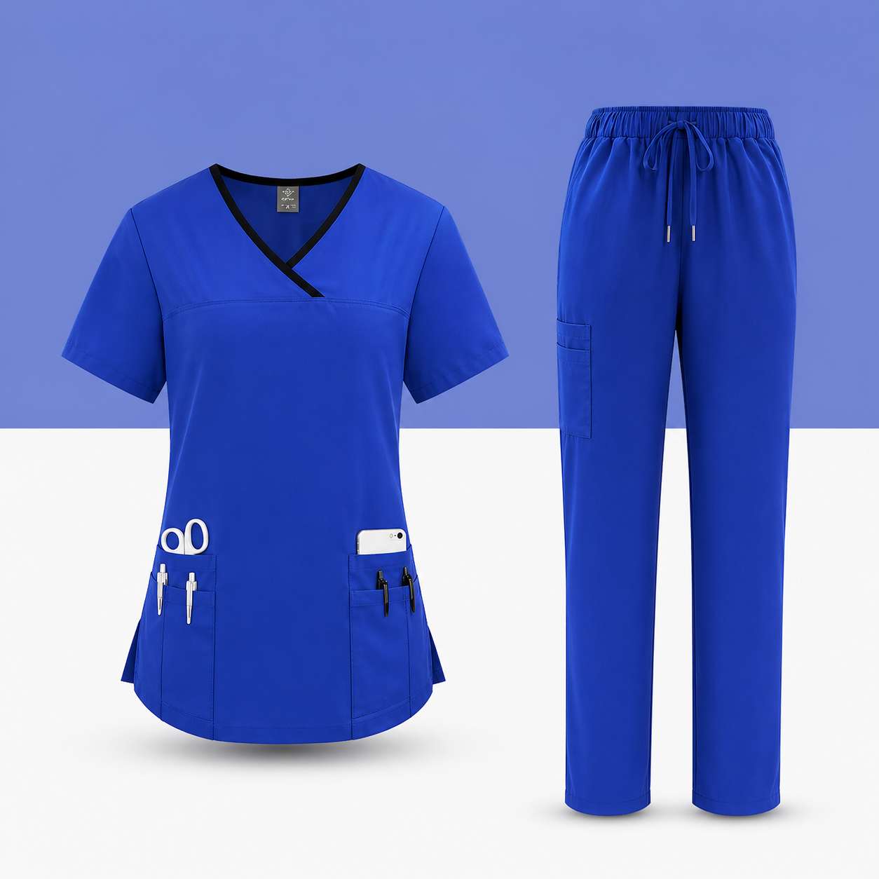 🩺 Ensemble Médical Femme – Tunique Col V & Pantalon Confort