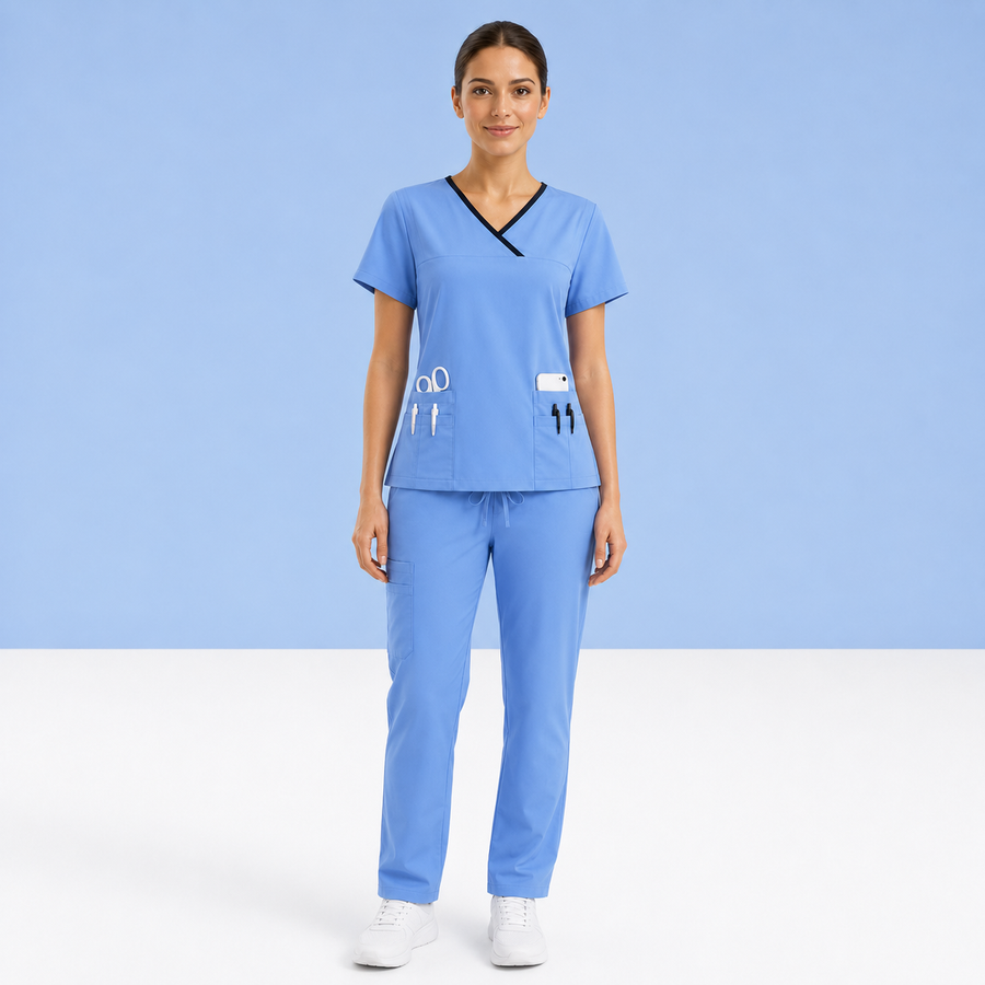 Ensemble Médical Femme – Col V & Pantalon Confort
